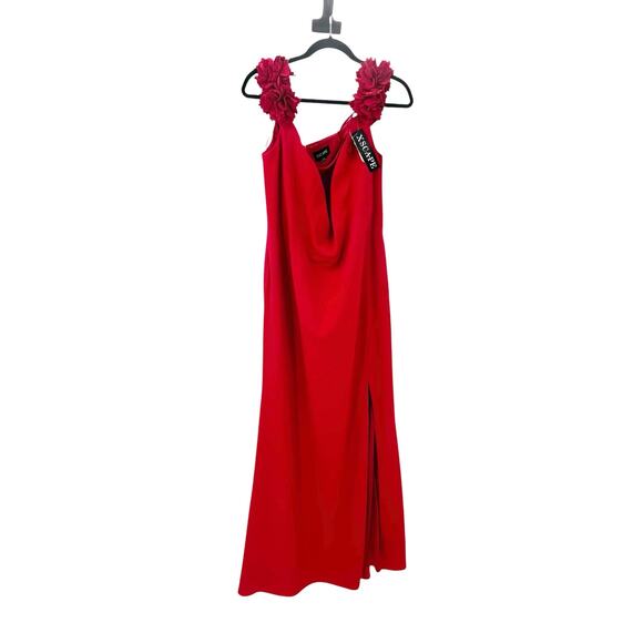 Xscape Off-the-Shoulder Scuba Crepe Gown Dress Sleeveless Red Plus Size 18W NWT - Picture 6 of 12